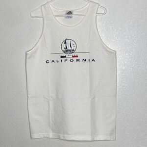 AAA Men’s 100% Thick Cotton Cream Tank Top with Print Size L NWOT